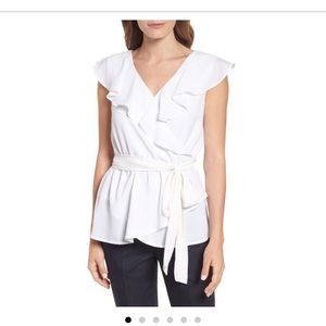 Halogen ruffle tie waist blouse